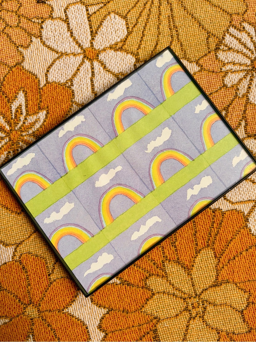 🌈☁️✨ Vintage 1980s Rainbow Grid Art Print ✨☁️🌈